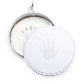 Pearhead My Little Prints Babyprints Keepsake Tin Kit, Baby Girl or Boy Gender Neutral Baby Handprint Footprint Impression, Gray