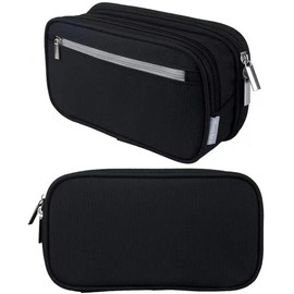 Estuche para Lápices de Gran Capacidad,Estuche Grande,Bolsa para Bolígrafos,Organizador de Artículos de Oficina,Estuche para Lápices con 3 Capas Desmontables Múltiples Bolsillos con Cremallera(Negro)