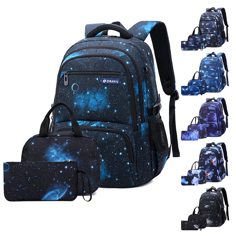 Primary and Secondary School Students Backpack Waterproof Schoolbag with Lunch