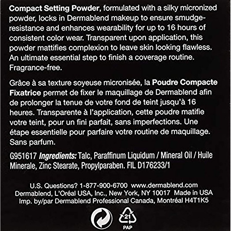 Dermablend (DERZ2) Compact Solid Setting Powder, 0.35 ounces