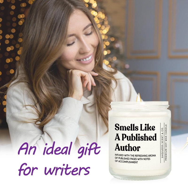 Shqiueos Gifts for Writers, Published Author Candle 7oz Lavender Scented