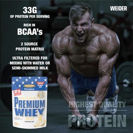 Weider Premium Whey Protein Powder, Vanilla Caramel,, 33g of Protein Per Serving, Low Carb, Whey Protein Isolate, Rich in BCAA's, 500g