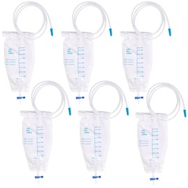 Pack of 6 750 ml Urine Bag Leg Bags: Urine Bag, Catheter Bag, Urine Bag, Leg Bag, Urine Drainage Bag, Urine Collection Bag, Drainage Bag with 2 Straps, Urine Bag with Valve and T-Drain