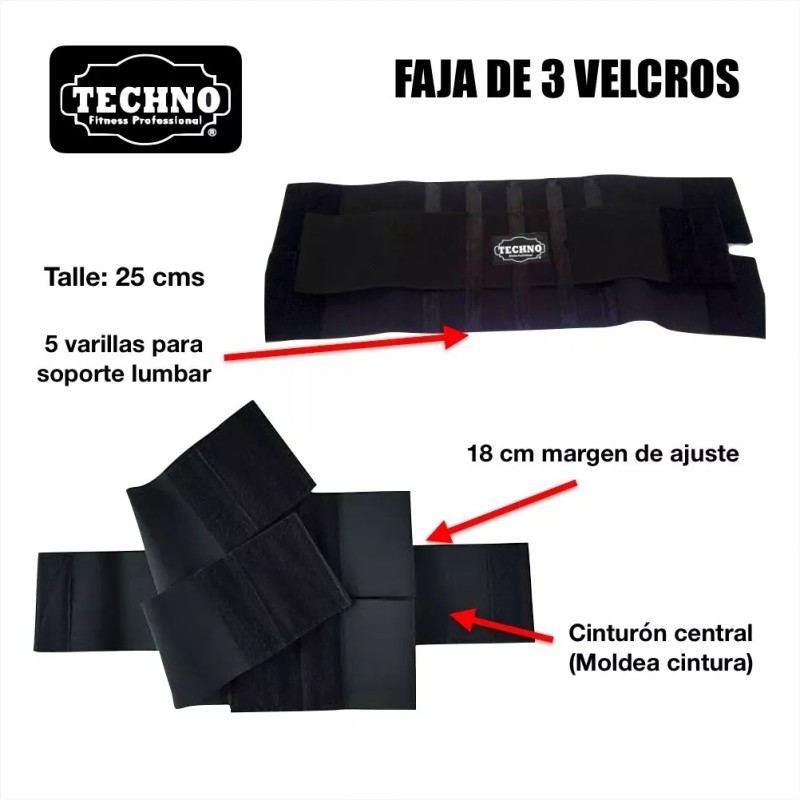 Techno Faja De 3 Velcros Talle Alto Triple Ajuste 25