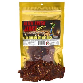 Alien Fresh Jerky - Classic - Extreme Hot - Premium Beef - Low Calorie Snack - The Best Jerky In The Universe - 3.25 OZ - Made In USA