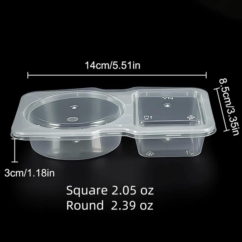 Aywenny 15PCS Double Compartment Condiment Containers with Lids,Disposable 2 Compartment