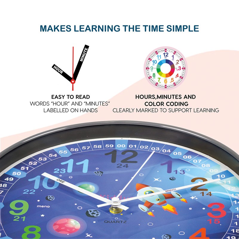 Kiddus Children's Wall Clock Analogue Time Teacher with Time Learning