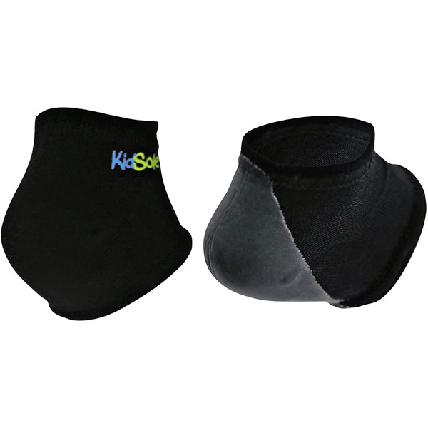 KidSole Gel Heel Strap for Kids with Heel Sensitivity from Severs Disease, Plantar Fasciitis. (Black) (Kids Sizes 1-6, Black)