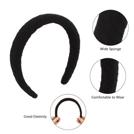 Srotmirw Wide Headbands for Woman, 3pcs Fashion Sponge Hair bands, Soft, Padded Hair Accessories for Daily Wear, Parties & Dating