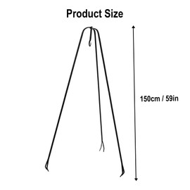Lord of Battles Medieval Campfire Tripod Stand Hand Forged Iron Functional Camp Gear - L-150cm Black