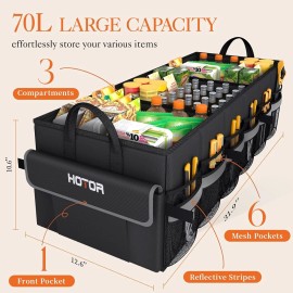 HOTOR Trunk Organizer - Car with 5 Pockets, X-Large, Black