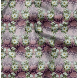 Soimoi Cotton Canvas Fabric Leaves & Magnolia Floral Printed Fabric 1 metre 42 Inch Wide