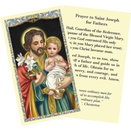 Needzo Saint Joseph, Spiritual Father Holy Prayer Cards, Religious Father's Day Ideas for Catholic Men, Pack of 10, 4.125 Inches