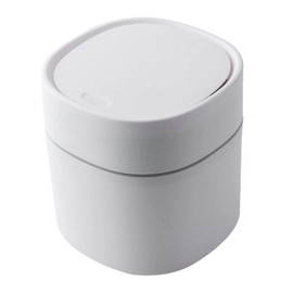 ETRAVEL Small bin office desk bin with lid for countertop, cosmetic table top, bathroom, bedroom, kids (WHITE)