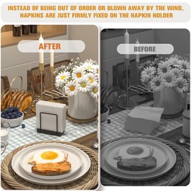 Snblzhef Napkin Holder for Table, Bamboo Iron Standing Napkin Dispenser for Kitchen Dining Farmhouse Cocktail Picnic Bar Rustic