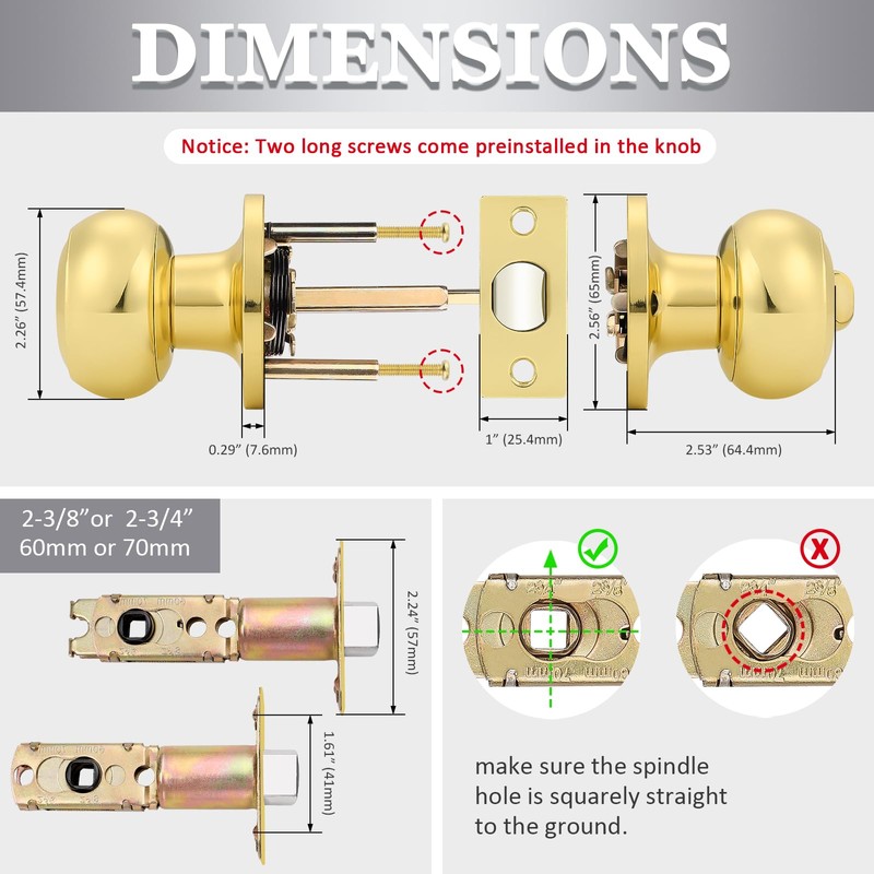 Probrico Privacy Door Knobs Lock Interior Bedroom Bathroom Door Handle