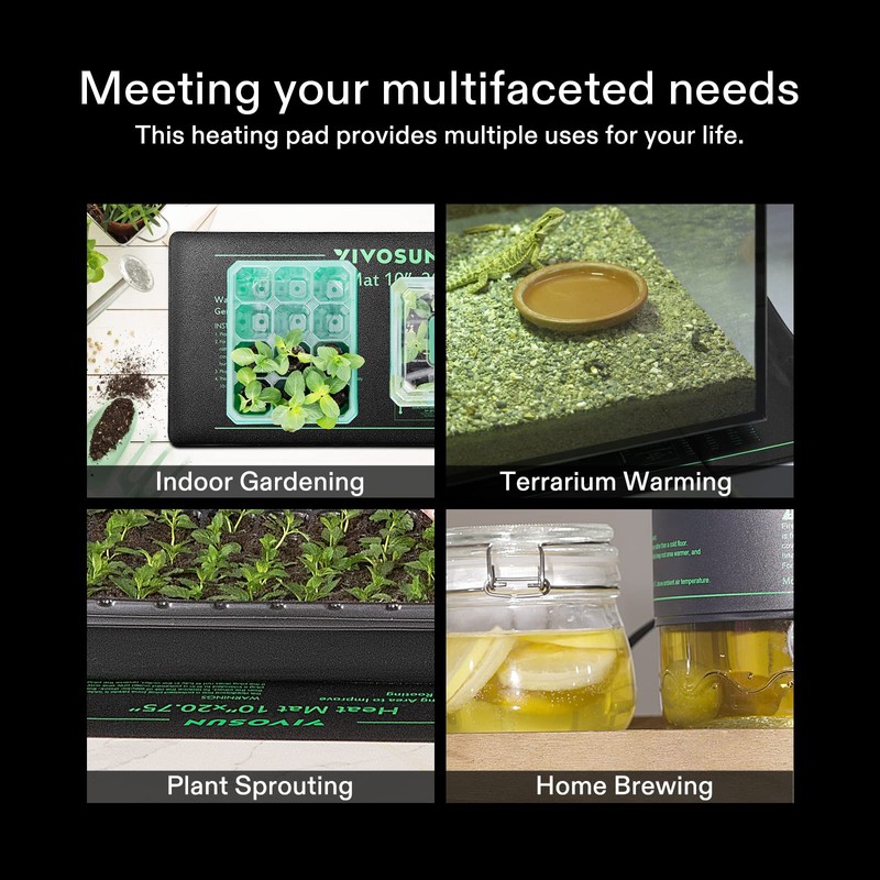 VIVOSUN 4-Pack 10" x 20.75" Durable Waterproof Seedling Heat Mat,
