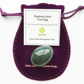 Real Nephrite Jade Egg, Small Size for Advanced & Intermediate Users, Made of 100% Natural and Genuine Nephrite Jade (Canadian Jade), Sideway Drilled