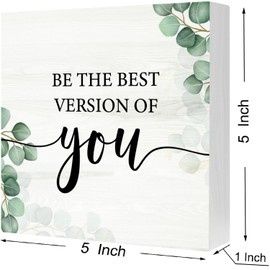 Positive Affirmation Wood Sign - Rustic Farmhouse Office Decor for Women - Inspirational Shelf and Desk Decor - Motivational Self-Care Gift (5x5 Inch)