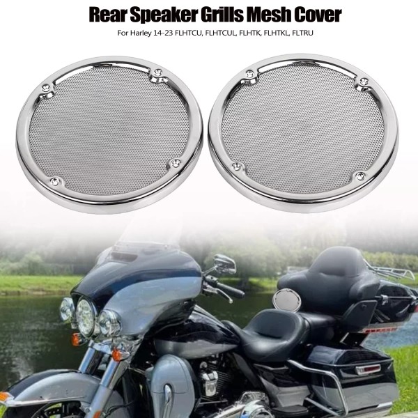 Unbranded Chrome Rear Tour-Pak Speaker Trim Mesh Cover For Harley
