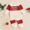 MBMSHEGH Baby Boy Christmas Outfit Letter Embroidery Contrast Color Long