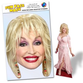 1 x Dolly Parton - Ready To Wear Celebrity Face Mask Includes Freestanding 20cm Desktop Standee Card Cutout - Standee Dolly P