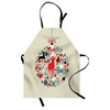 Ambesonne Christmas Apron, Traditional Season Celebration Christmas Themed Design Abstract
