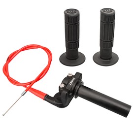 NIBBI Twists Throttle Assembly,Dirt Bike Grips with Throttle Cable and Handlebar Grip for SSR125 Pit Bike, 22mm Motorcycle Throttle Assembly (Red)