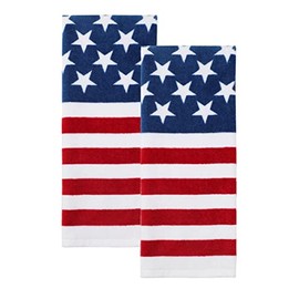 Celebrate Patriotic Kitchen Towels Red White and Blue, Flag Stars and Stripes, Set of 2 Cotton Dishtowels, for 4th of July, Memorial or Labor Day