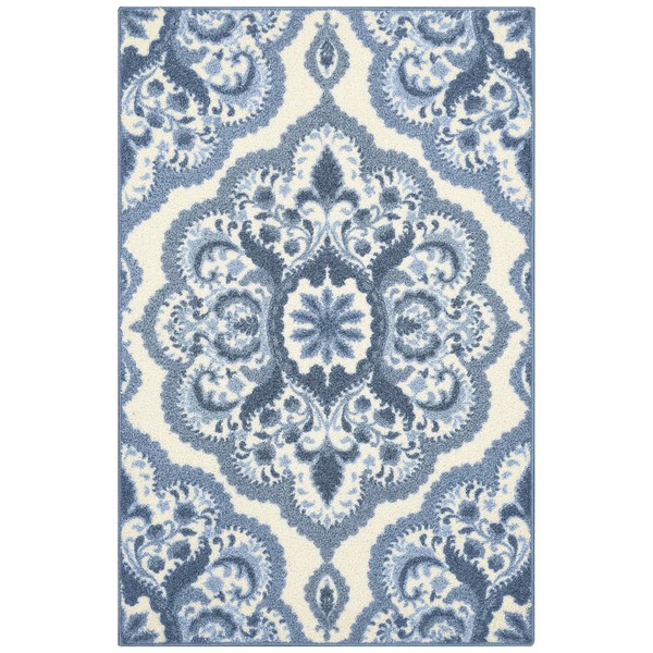 Maples Rugs Vivian Medallion Kitchen Rugs Non Skid Accent Area Carpet [Made in USA], 2'6" x 3'10", Blue