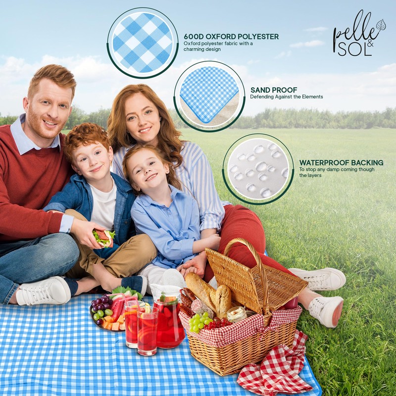 Pelle & Sol Picnic Blanket, Foldable Outdoor Beach Blanket, Waterproof,