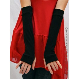 Trixy Xchange Cotton Fingerless Gloves Black Arm Warmers Elbow Length Armwarmers Winter Mens