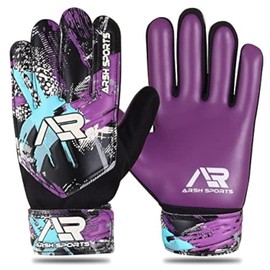 Arsh Sports Goalkeeper Gloves for Kids,Youth and Adult Football Soccer Goalie Gloves with 4-mm Latex Double Wrist Protection (Purple New, Size 6 Suitable for 13 to 15 Years Old)