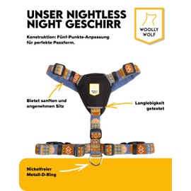 Woolly Wolf Nightless Night Dog Harness XXS - Dog Harness for Small Dogs Made of Recycled Polyester, Perfect Fit and Reflectors for Increased Visibility