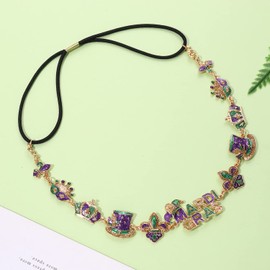 ISALOE Mardi Gras - Diadema elástica para mujeres y niñas, diadema para el pelo de carnaval para fiestas de día festivo, colgante, diadema Chram (C)