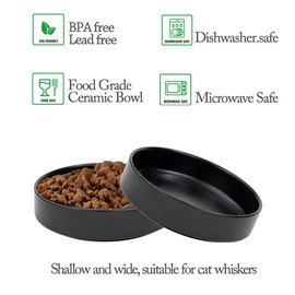 Ceramic Cat Bowl, 15 x 4 Feeding Bowl, The Final Cat Bowl for Cats and Puppies (Black)
