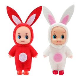 Easter Mini Bunny Baby Elf Toys for Girls Boys,2Pcs Rabbit Elf Babies Doll Naughty Elf Accessories Baby Twins Elves,Novelty Toys Little Bunny Baby Elves Dolls for Kids Easter Gifts Stocking Stuffers