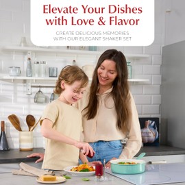 Signature Red Burgundy Salt and Pepper Shakers with Holder - Elegant Stainless Steel Salt Shaker and Pepper Shaker Set with Acrylic Holder for Kitchen Counter or Restaurant Table (2-Piece Set)