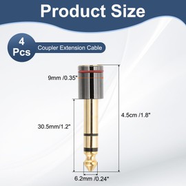 PATIKIL 3.5mm (1/8 Inch) to 6.35mm (1/4 inch) Male to Female Audio Adapter, 4Pcs Stereo Plug Switch Audio Adapter Connector Jack Common for Headphone Computer Laptop Speaker, Black/Gold