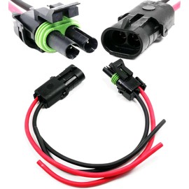 3-Pack (Male to Female Pigtail 16 GA) Weather-Pack 2-Pin 20 Amp, Connector Harness Multi-Purpose