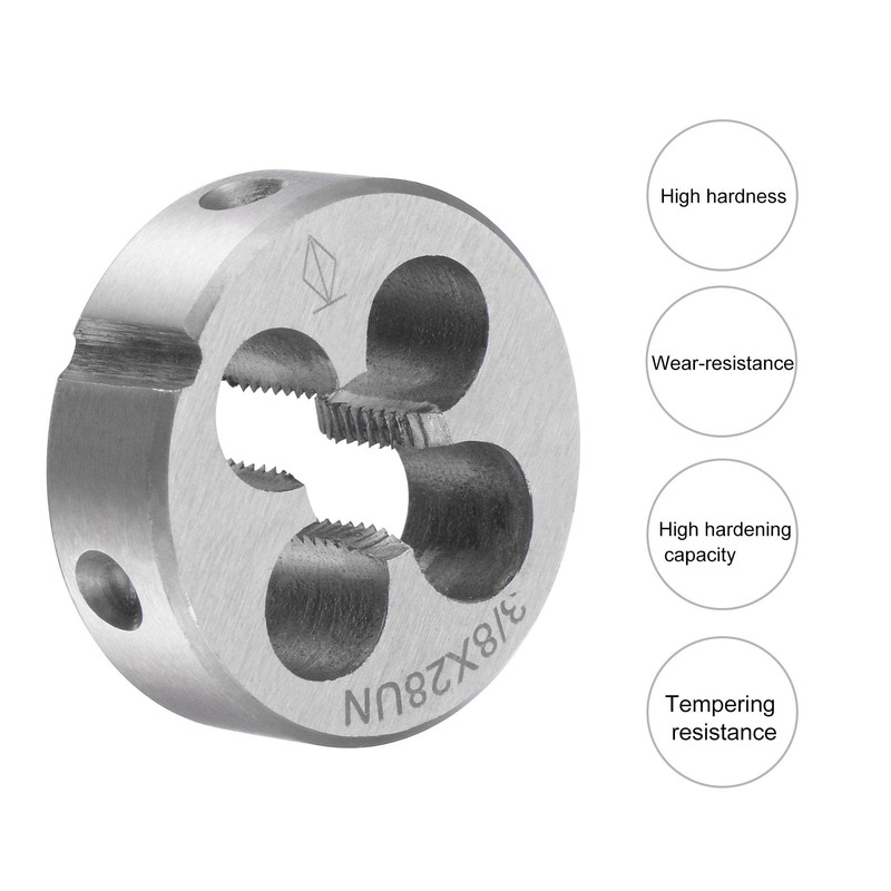 sourcing map Round Threading Dies 3/8"-28 UN, Alloy Tool Steel