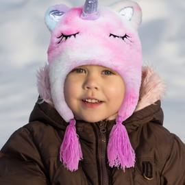 Toddler Winter Hat and Mittens for Girls Ages 2-4 Years Old, Fleece Lined Hat & Kids Gloves Set (Multicolor Unicorn- Mittens)