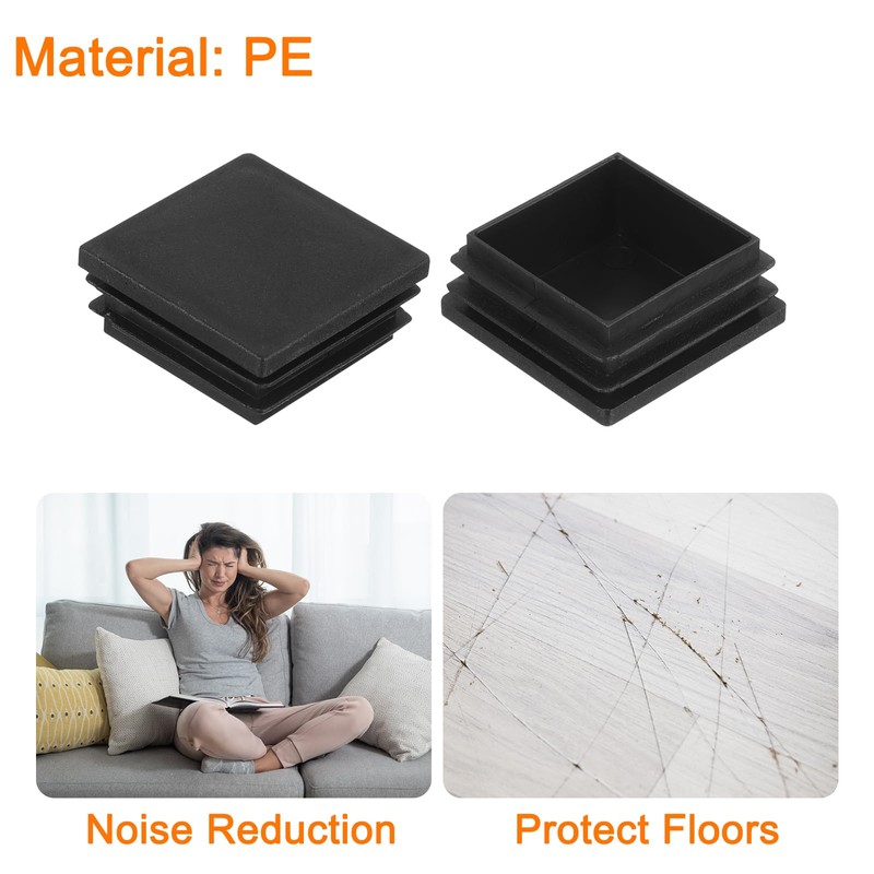 sourcing map 18Pcs Square Plastic Plug Insert, 1.57" x 1.57"
