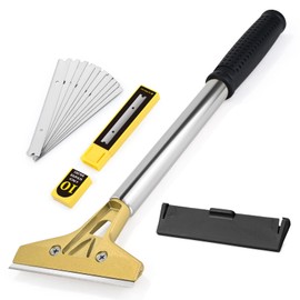 EHDIS Razor Blade Scraper, Glass Scraper Tool, 4 In Metal Floor Adhesive Remover Scraper with 10PCS Extra Metal Blades, Paint Scraper Ideal for Cleaning Stove Top, Windows, Glass, Tiles, Wall, Labels