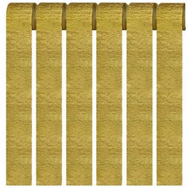6 Rolls Gold Crepe Paper, Gold Streamers Decorations for Birthday Party,25 m x 4.5 cm/Roll