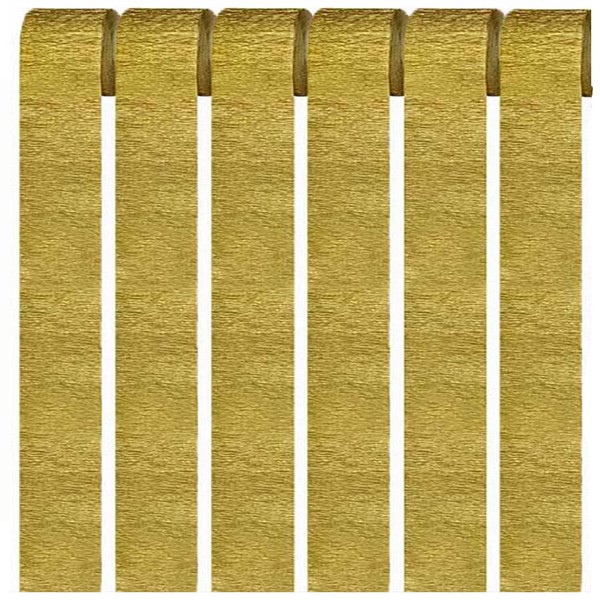 6 Rolls Gold Crepe Paper, Gold Streamers Decorations for Birthday