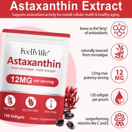 Astaxanthin 12mg 120 Softgels, Premium Astaxanthin Antioxidant Supplements with Antioxidant Activity, Supports Eye, Skin, Immune, Internal Circulation