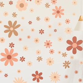 Haobase Daisy Wall Decals Vinyl Wall Decals Daisy Stickers Boho Floral Wall Stickers for Kids Nursery Wall Art Bedroom Classroom (Color02-9Sheets/90Pcs)