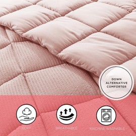 KASENTEX 4 Piece Set Down Alternative Comforter with Duvet Cover and 2 Pillow Shams, Cozy Fluffy Soft Luxury Bedding Reversible Duvet Insert, Hypoallergenic Machine Washable, Pink, King