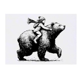 'Winter Bear Ride' Temporary Tattoo - Water Resistant, Skin-Safe, Non-Toxic Transfer (TO00080403)